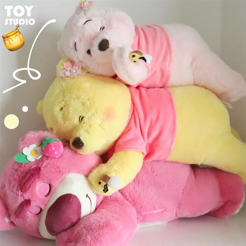 Creative lying style rabbit fur Winnie the Pooh pillow plush toy cute new big bear doll children's doll wholesale
