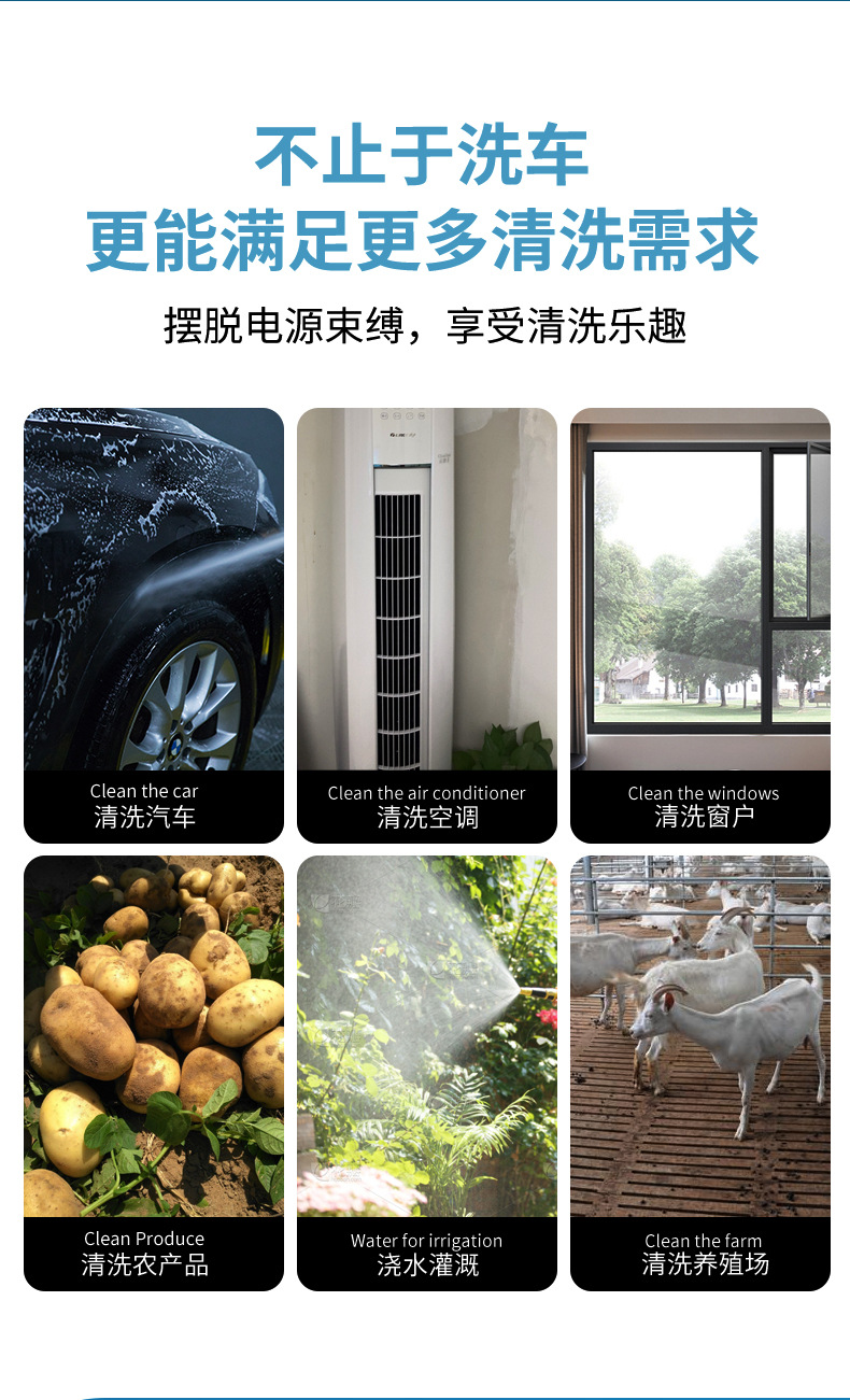 Car Washer High Pressure Water Gun 230W Cordless Cleaning Machine
