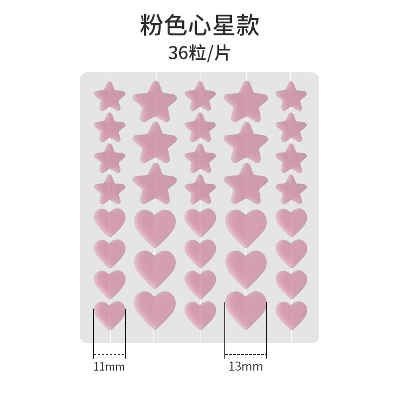 36 pink hearts and five-pointed stars