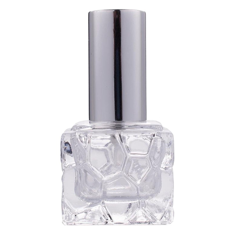 Fábrica en stock al por mayor 10ml cuadrado transparente spray de vidrio botella vacía perfume sub-embalaje botella pequeña portátil