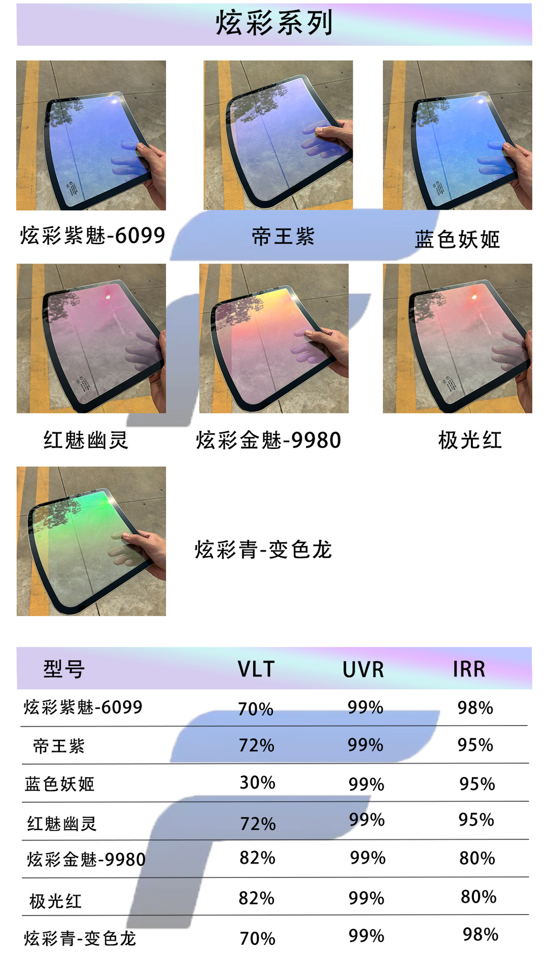 Purple Dazzling Optical Car Film, Red Ghost Rose Purple Color-Changing Film, Aurora Red Front Windshield Wholesale, Blue Enchantress