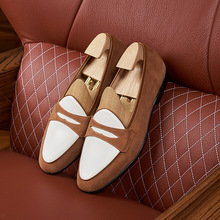 韩版潮流男士乐福鞋英伦风翻毛磨砂一脚蹬男鞋西装休闲套脚乐福鞋