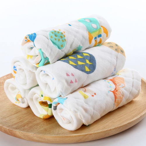 Infant and Toddler 100% Cotton Square Towel, Six-Layer High-Density Children's Towel, Baby Face Towel, Pure Cotton Hand Towel, Folded Handkerchief