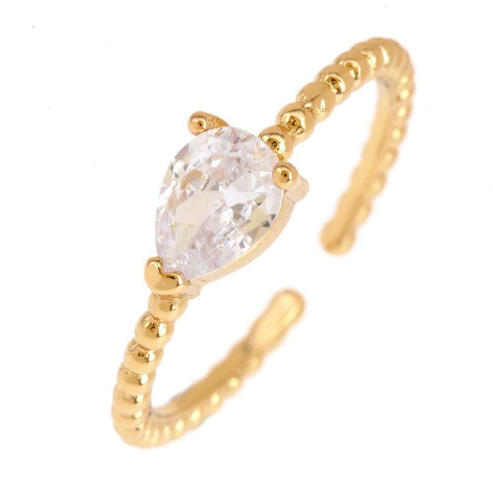 Fashion Water Droplets Eye Wings Copper Inlay Zircon Rings 1 Piece