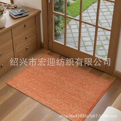 Avtomobil döşəmə paspasları — rug, bedroom bedside rug, cotton-woven - diagonal-brown-red-trim-60x90cm