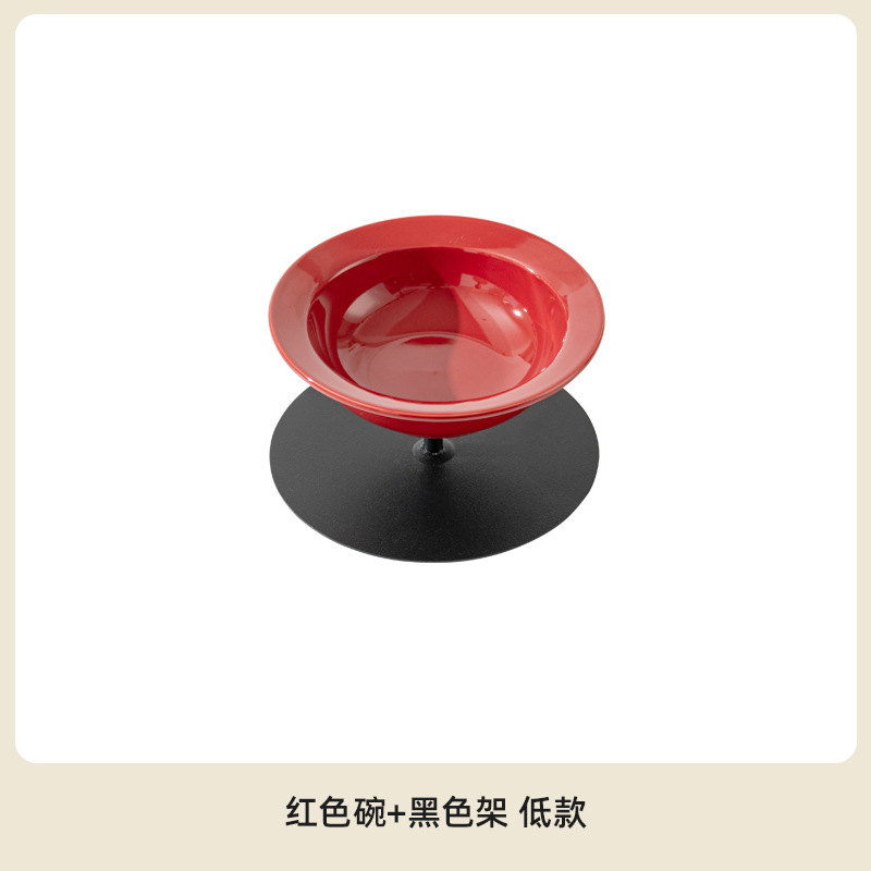 Cerámica creativa de pies altos de gran calibre de alto valor facial para mascotas y gatos cuello protector de columna cervical anti-derrumbe tazón de agua de grano