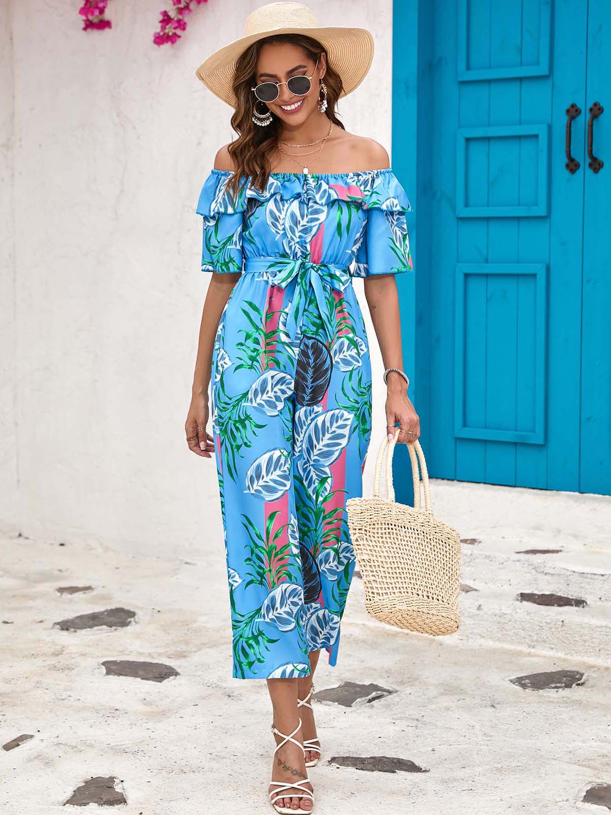 Women's Holiday Daily Vacation Flower Calf-Length Printing Jumpsuits display picture 9