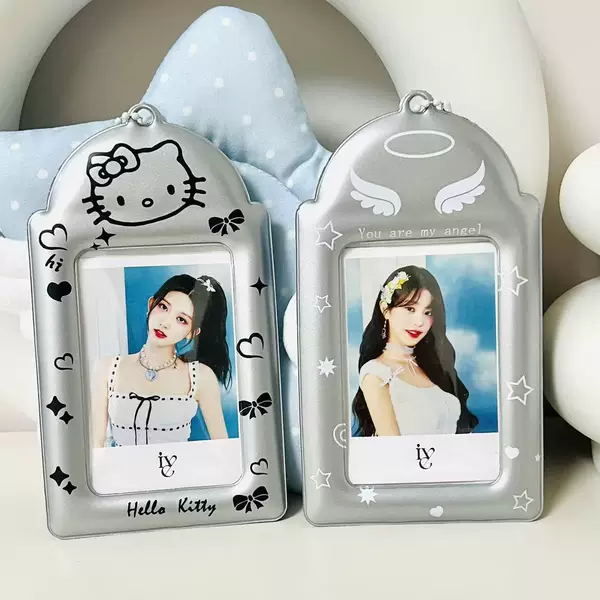 Wholesale Supply Silver Angel Wings Kitty Card Holder Photo Card Pendant Key Ring Card Holder Card Holder