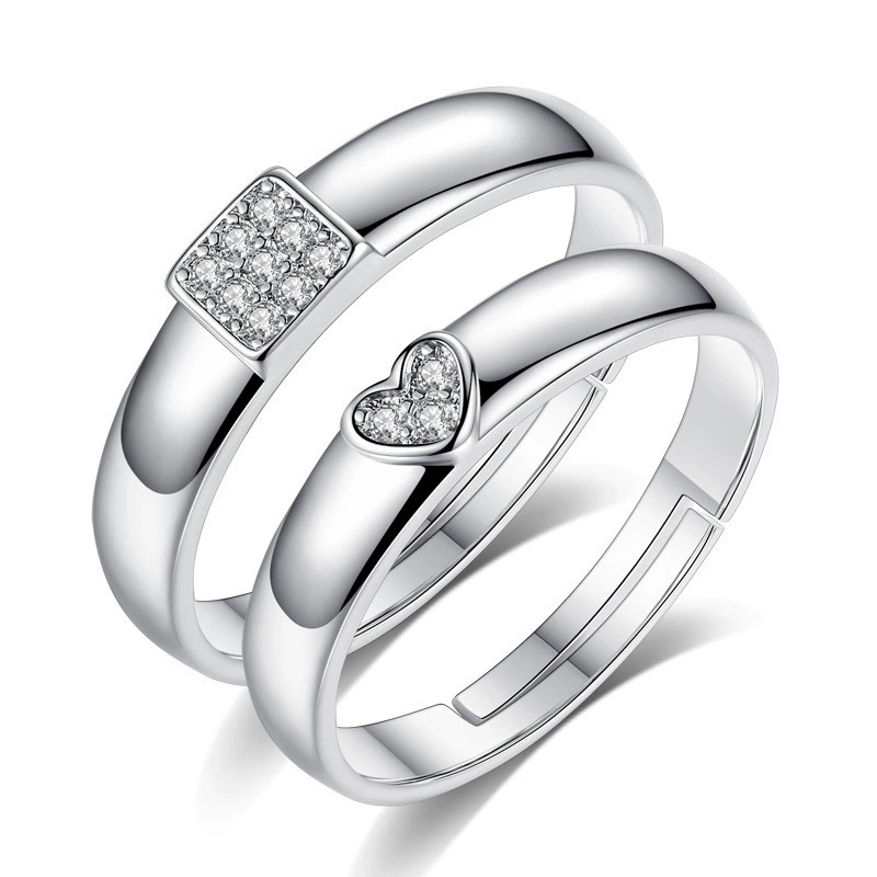 Creative square ring heart shaped, Korean style, for beloved