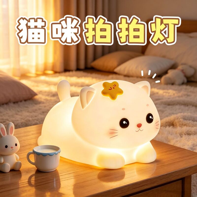 Star Kitty Night Light for Girls' Bedroom, Bedside Lamp, Table Lamp, Children's Room Soft Light Eye Protection Sleep Companion Lamp Star Kitty Night Light for Girls' Bedroom, Bedside Lamp, Table Lamp, Children's Room Soft Light Eye Protection Sleep Companion Lamp