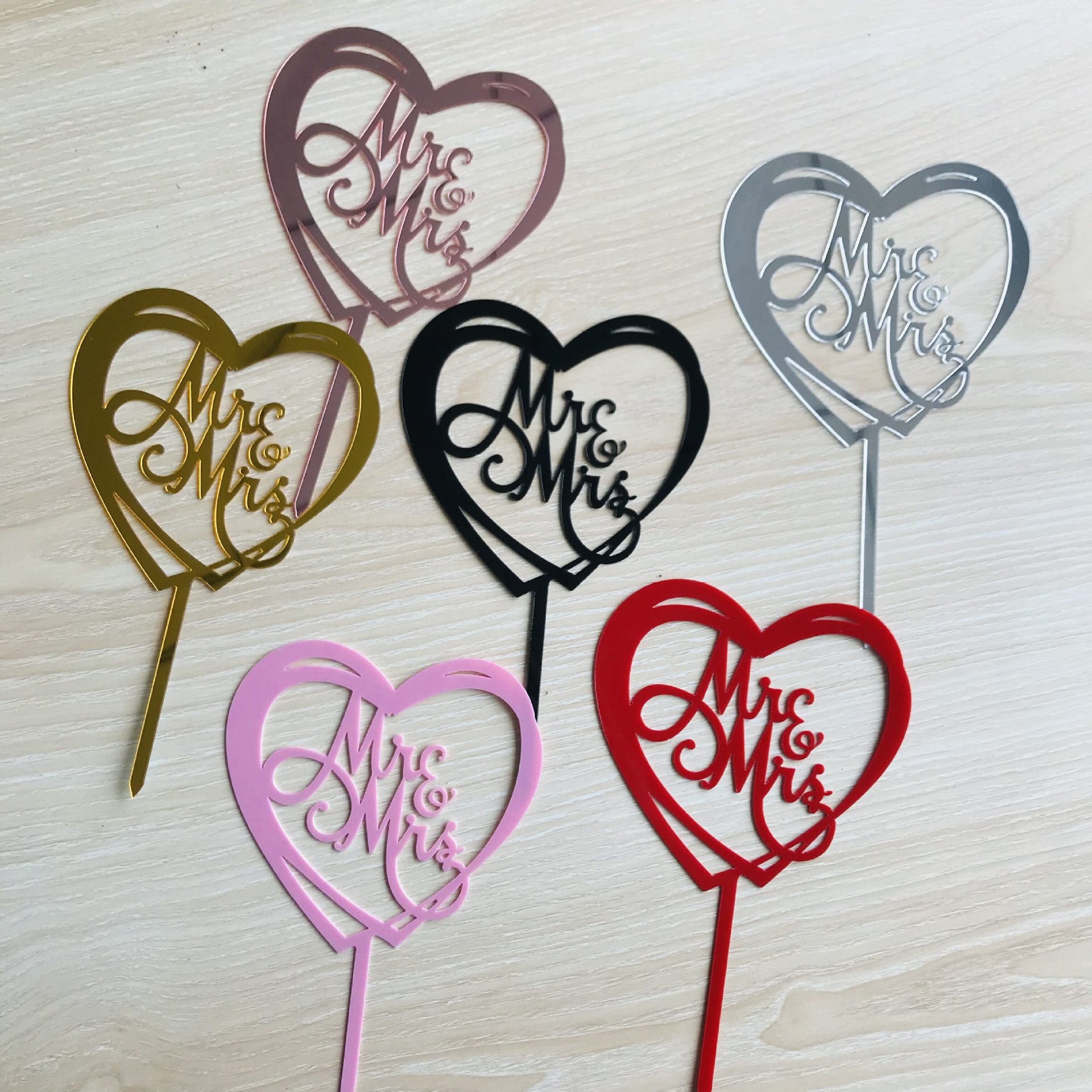 Día de San Valentín chino amor boda propuesta acrílico pastel plug-in hornear decoración de la torta MR & MRS