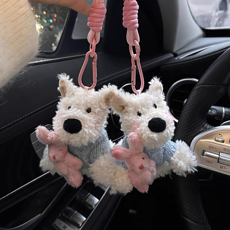 West Highland Scruffy Puppy Plush Doll Backpack Pendant Keychain Cute Cartoon Doll Pendant Gift Wholesale
