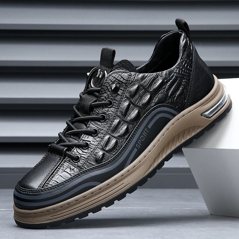 Мужская обувь приливная обувь весна лето 2024 кожаные кроссовки повседневные кроссовки мужские английские ветры дышащие кожаные туфли мужские корейские