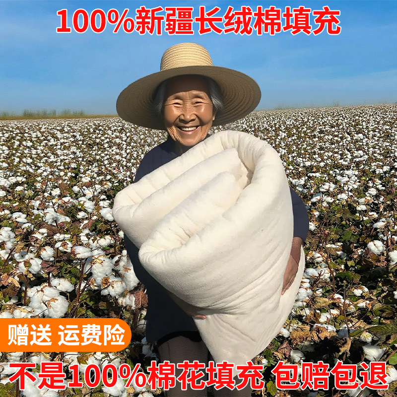 新疆棉花被纯棉100%棉花填充被子被芯春秋冬四季通用手工棉胎棉被