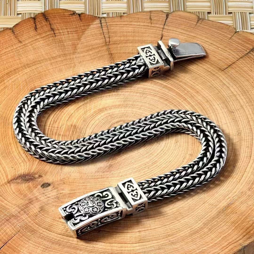 翔栩复古泰国手工编织宽版粗手链男手链嘻哈古巴招财猫厂家直销