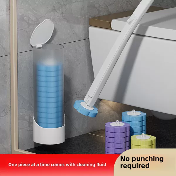 Disposable toilet brush disposable household non-dead angle toilet brush wall-type replacement head punch-free