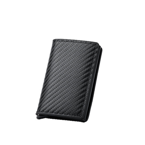 Men's ultra-thin carbon fiber RFID card holder automatic flip aluminum card holder wallet