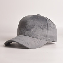 跨境批发天鹅绒平绒纯色棒球帽子潮秋冬保暖光板鸭舌帽定制刺绣