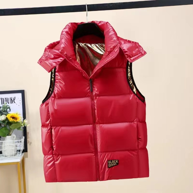 2024 red rojo negro dorado plumón sombrero de algodón chaleco para hombres y mujeres para vestir el nuevo otoño y invierno grueso chaleco cálido image 8