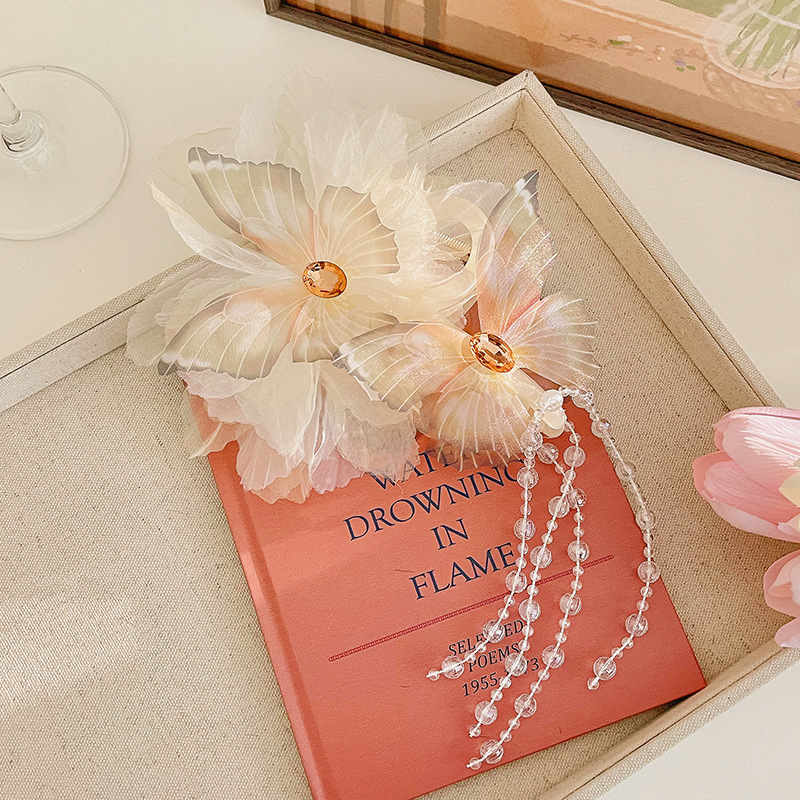 Plumas negras coreanas abrazadera de cabello de avestruz otoño femenino 2024 nuevo clip de cabello de alta calidad clip de cabello de tiburón grande clip de cabello