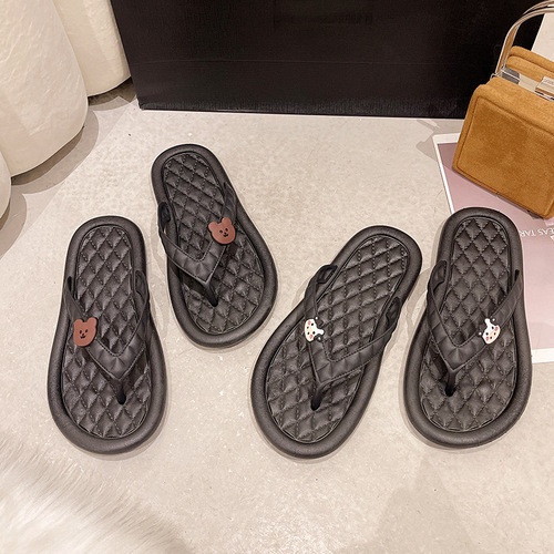 Women's Anti-Slip Beach Slides with Cartoon Design, Flat Sandals for Girls, Summer Outdoor Slippers