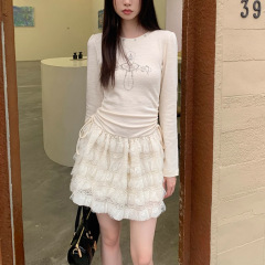 浪漫朋克少女蛋糕裙秋冬百搭小众设计显瘦抽绳针织连衣裙