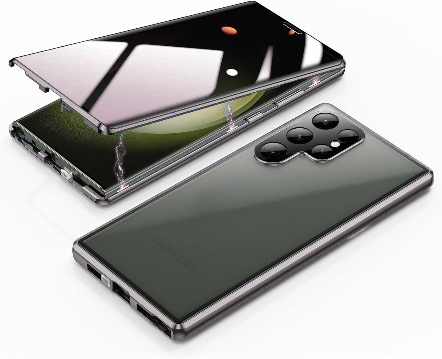 Funda magnética de doble cara de vidrio y metal para teléfono móvil Samsung S25 Ultra, compatible con S24, con protección anticaídas.