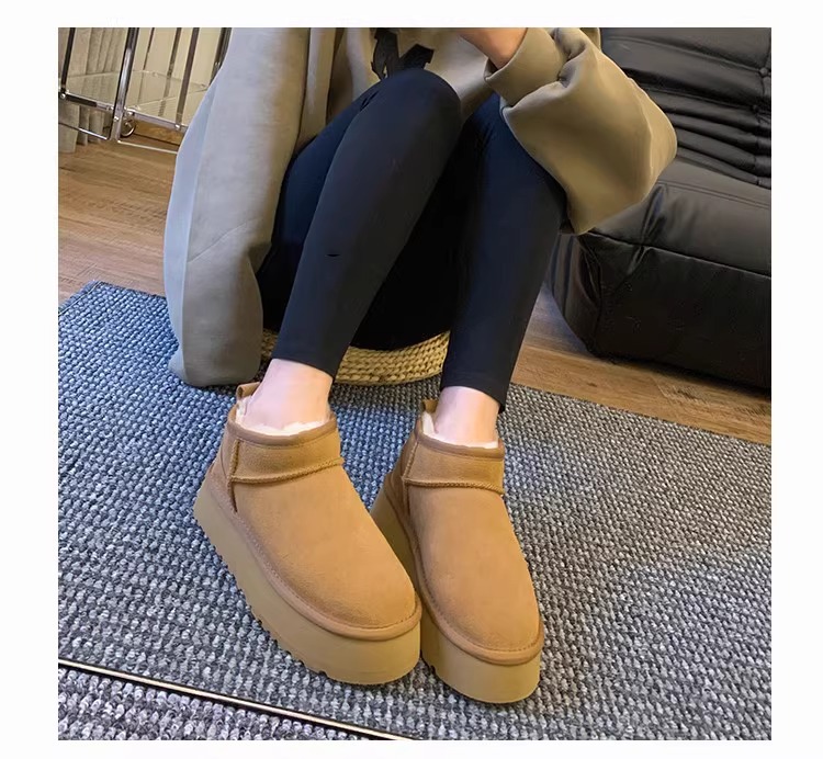 Women's Fur Lined Ankle Boots With Thick Platform Sole_voghion.com