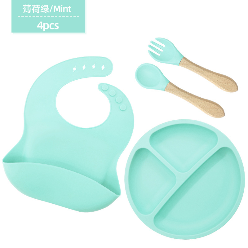 Conjunto de cubiertos de silicona para niños cubiertos de alimentación de grado alimenticio para bebés cubiertos de alimentación integral a prueba de caídas tazón taza de paja
