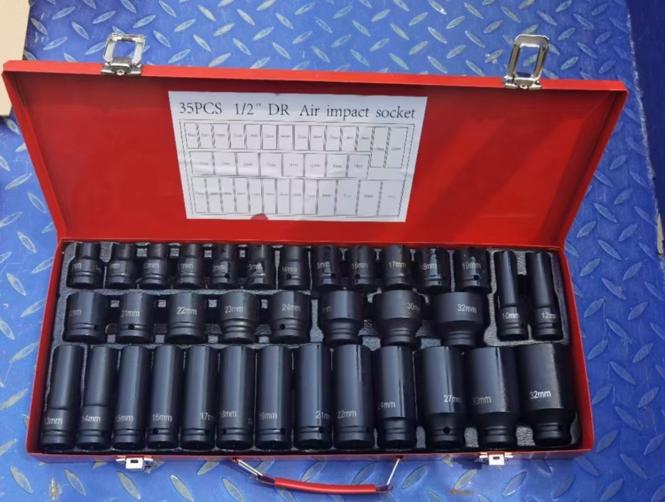 Venta al por mayor 1/2 neumático alargado manga de pistola de aire 35 piezas pequeña manga de pistola de aire traje de reparación de manga hexagonal