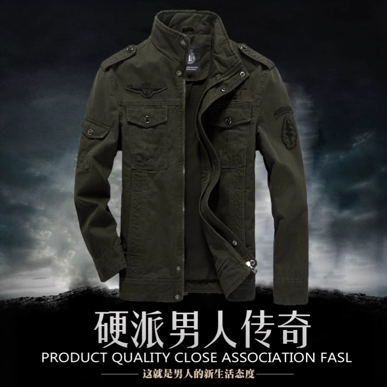 Spring and Autumn Special Forces Men's Multi-Pocket Military Coat Pure Cotton Casual Tooling Jacket plus size Loose Coat Jacket