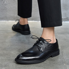 Leather shoes for middle-aged men, versatile pointed leather shoes for commuting, business formal wear, black casual leather shoes