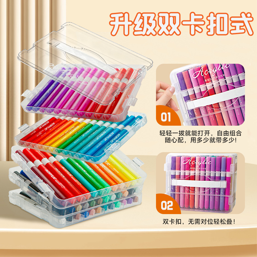 Caja de bolígrafo de acrílico marcador de color blando para estudiantes y niños con bolígrafo de acuarela plegable opaco pincel lavable con agua