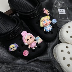 オリジナル新作下駄アクセサリー泣いている赤ちゃん小さな女性警察シリーズフラワーバブル diy かわいいチーズ靴バックル靴花