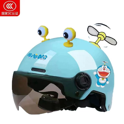 Motosiklet kaskı (dəbilqə) and girls, with sun protection for summer, lightweight - 3c-childrens-diy-light-blue-yellow-eyes-pinwheel-tea-mirror-one-size-fits-all