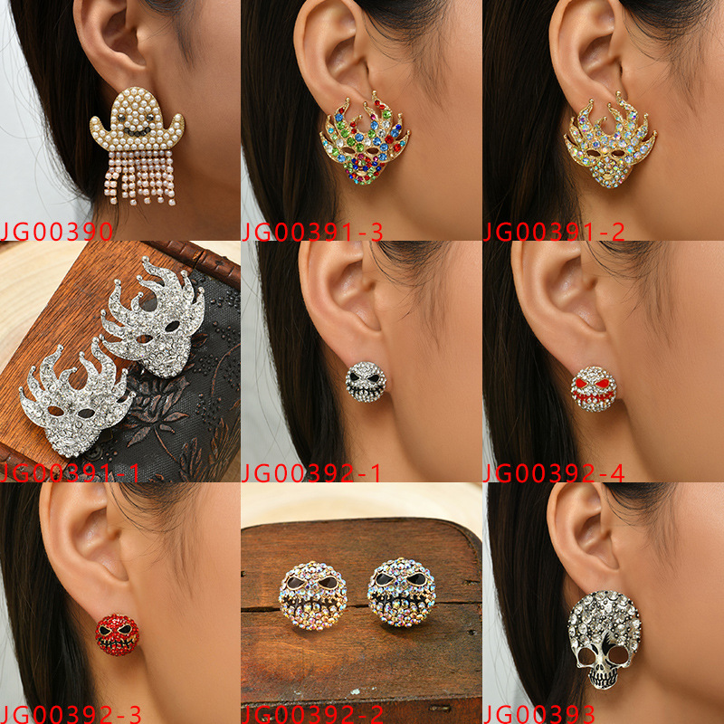 Fashion Skull Alloy Plating Rhinestones Womenu0027S Ear Studs 1 Pair