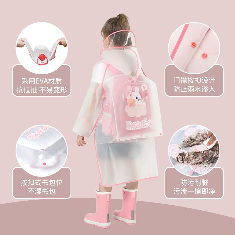 Children's Raincoat Girls 2022 New Women's Rain Boots Set Waterproof Full Body Transparent Kindergarten Baby for School Use