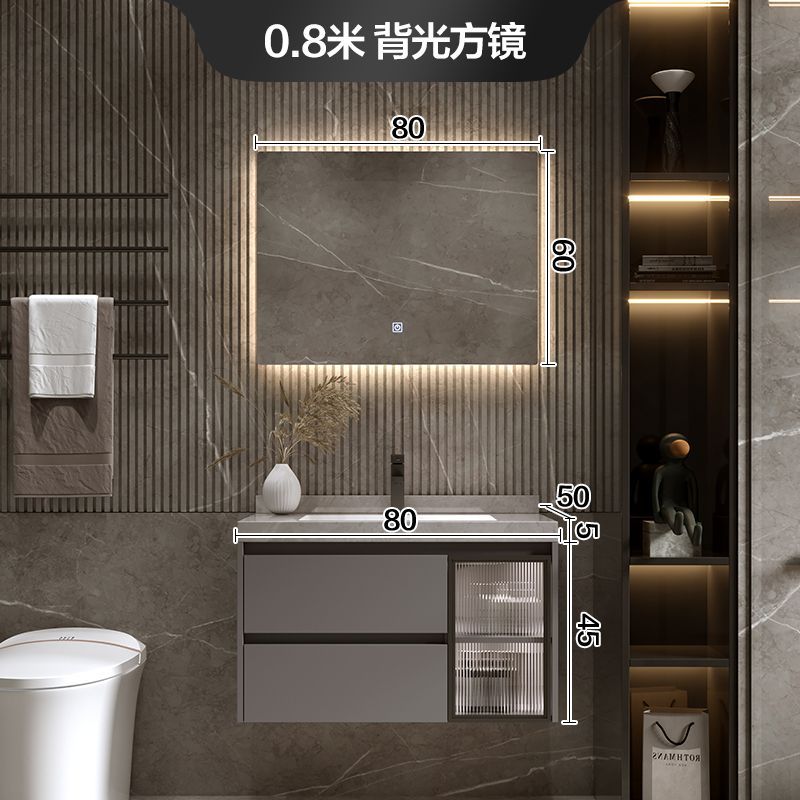 Placa de roca sin fisuras cuenca integrada inteligente gabinete de baño combinación de baño tabla de lavado lavabo