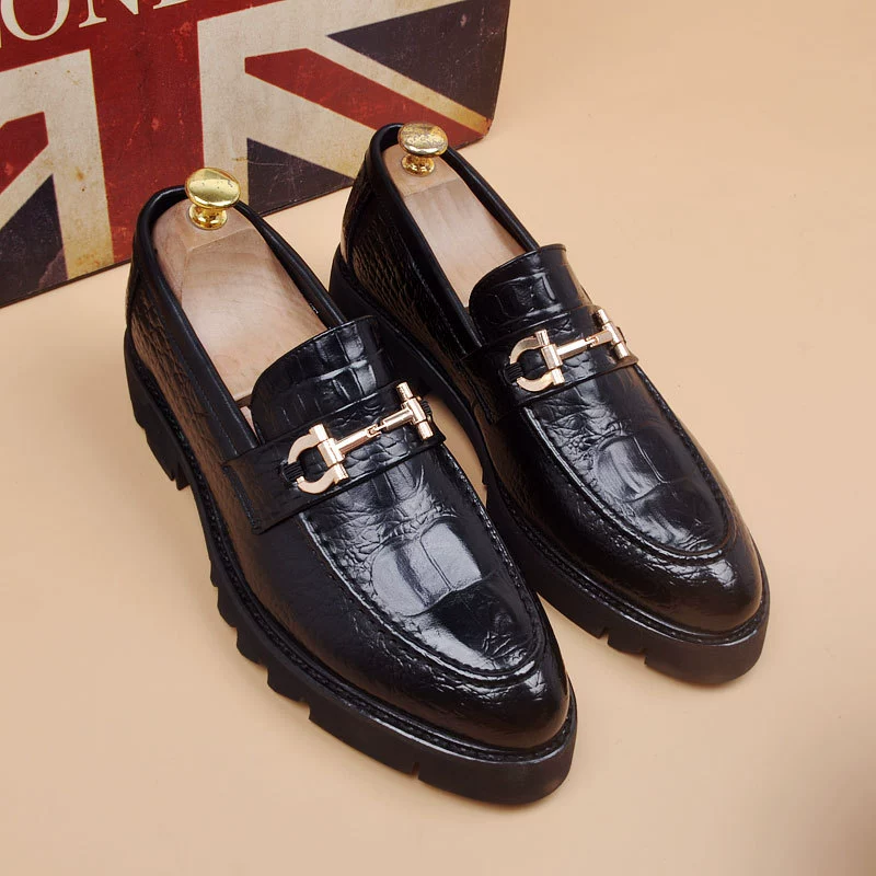 Деловая повседневная кожаная обувь, увеличивающая внутренний рост, мужские леггинсы, молодежная Осенняя популярная мужская обувь Brock на толстой подошве, рабочая кожаная обувь