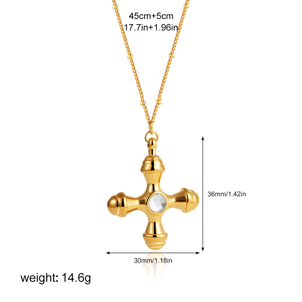 Casual, Daily Occasion Wholesale Jewelry Simple Style Classic Style Cross Star Water Droplets 304 Stainless Steel 18K Gold Plated Plating Cable Chain Pendant Necklace