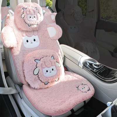 plush, 2025 new model car – Wool pad - sakura-pink-luxury-single-seatthick-lamb-fleece-super-warm-non-slip-and-durable