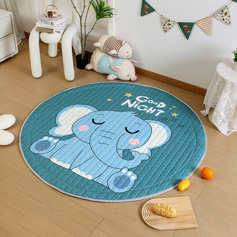 Cross-Border Ins Style Cotton Toy Invisible Storage Floor Mat Round Children's Non-Slip Cartoon Mat Game Mat Available for Wholesale