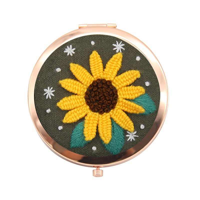 Bordado hecho a mano diy auto-bordado espejo cosmético paquete de material matar el tiempo de tela creativa Lu bordado espejo de mano de doble cara