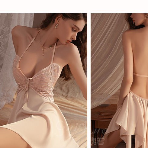 Nuevo tamaño puro para revelar la espalda profunda V mariposa más cojín de pecho pijama casual abrigo conjunto de ropa para el hogar 581 - 98