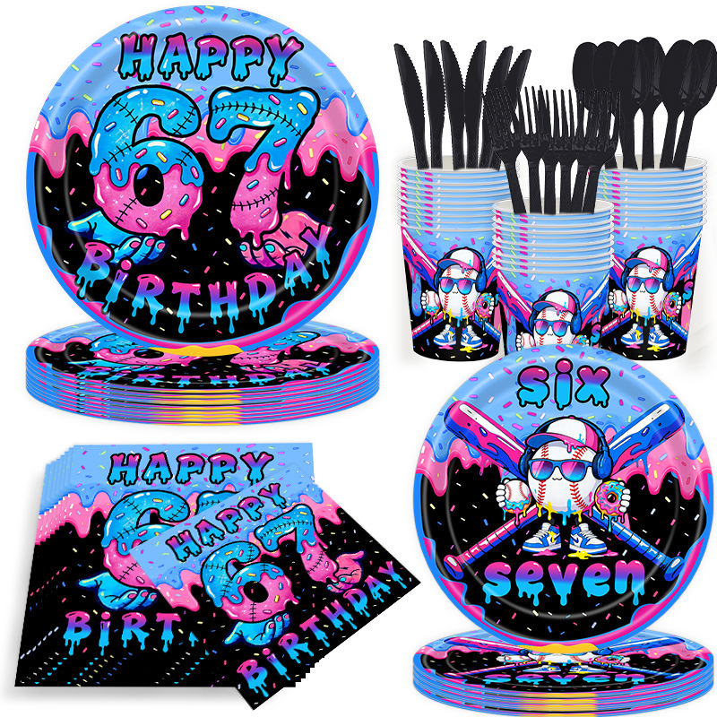 Graffiti Baseball 67Th Birthday Party Tableware Set Paper Plates Paper Cups Paper Napkins Disposable Supplies Graffiti Baseball 67Th Birthday Party Tableware Set Paper Plates Paper Cups Paper Napkins Disposable Supplies