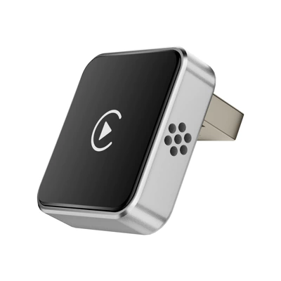 Hot Selling Smart Car-Machine Interconnection Module Wired to Wireless Carplay Box 2in1 Android Carplay Box (Simsiz CarPlay və Android Auto) - q1av-silver-white-label-metal-glass-android-auto-2-in-1-carplay-box-only-suitable-for-overseas-systems