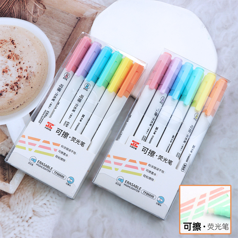 New Tianzhu Washable Colorful Fluorescent Double-Ended 6-Color Highlighting and Marking Pen for Students, School Use, and Doodling