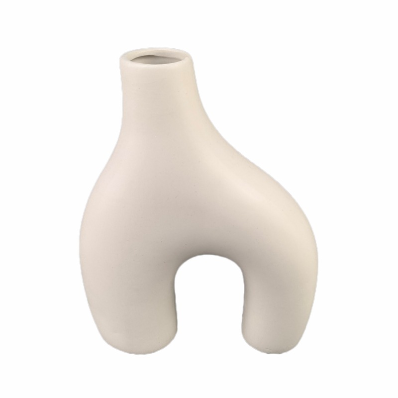 Jarrón artístico de forma especial, cerámica, arreglo floral para sala de estar, recibidor, sala modelo, decoración suave, adornos, regalos creativos, porcelana blanca