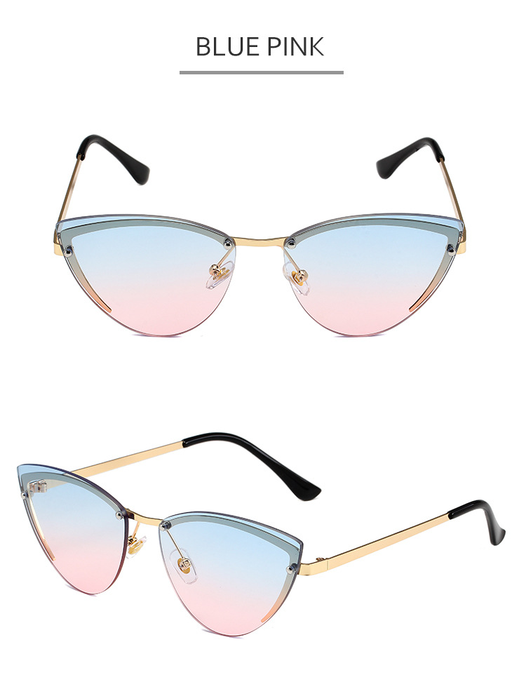 37g Weight Frameless Glasses Structure Sunglasses Classification PC, UV400 Protection Lens Material Cat Eye Glasses Style Travel, Street Occasion Solid Color Pattern Women's Gender Streetwear Style Streetwear Solid Color PC UV400 Protection Cat Eye Frameless Women's Sunglasses 12