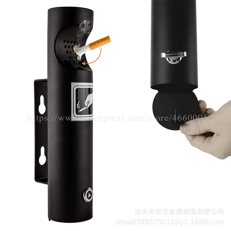 SOURCE Заводская пепельница из нержавеющей стали для улицы, настенная пепельница с замком, ведро для окурка, настенное черное ведро для тушения дыма